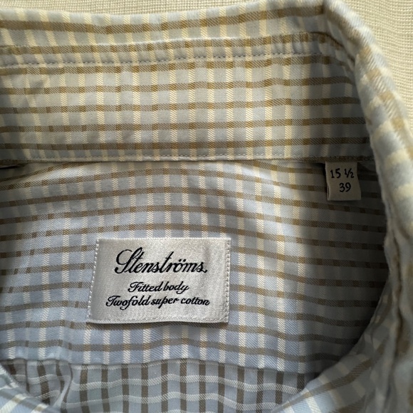 Stenstroms Sweden Classic Blue Gingham Men's Casual Shirt 15.5 Medium - Picture 9 of 13